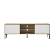 Brick TV Stand Cabinet with 2 Doors- Black Metal- White- Oak Brown
