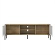 Brick TV Stand Cabinet with 2 Doors- Black Metal- White- Oak Brown