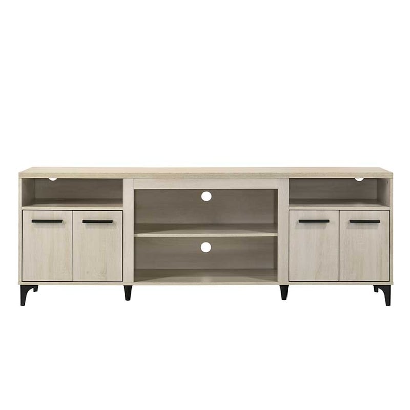 Evans TV Stand Media Cabinet- 4 Doors and Adjustable Shelf- Oak Brown