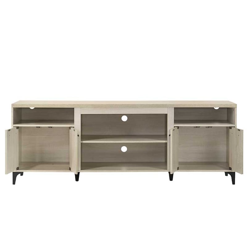 Evans TV Stand Media Cabinet- 4 Doors and Adjustable Shelf- Oak Brown