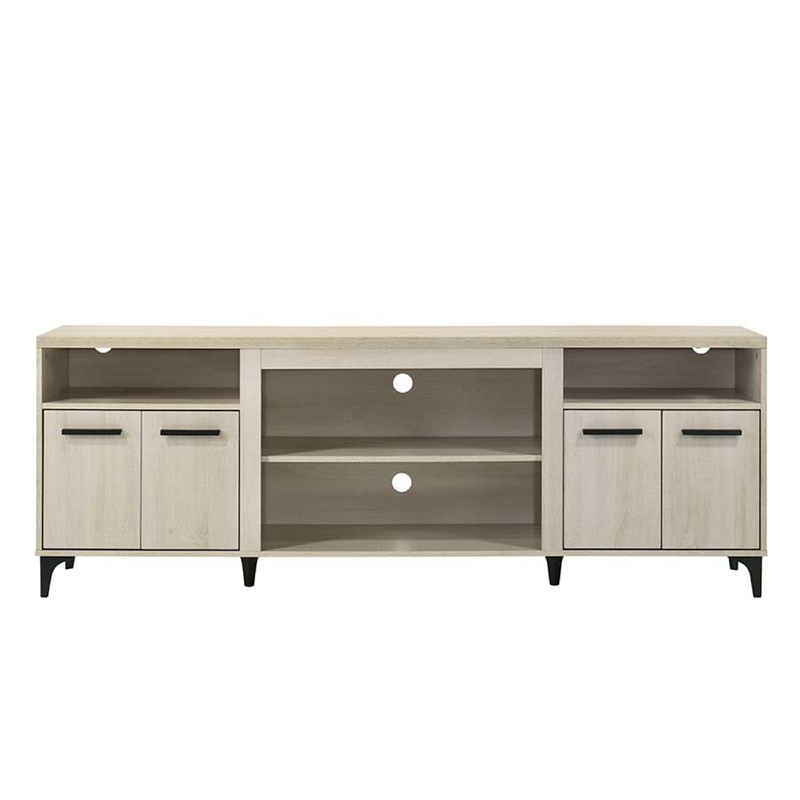 Evans TV Stand Media Cabinet- 4 Doors and Adjustable Shelf- Oak Brown