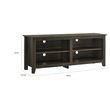 Trove TV Stand Media Cabinet w Open Shelves- Dusty Oak Brown 58 Inch