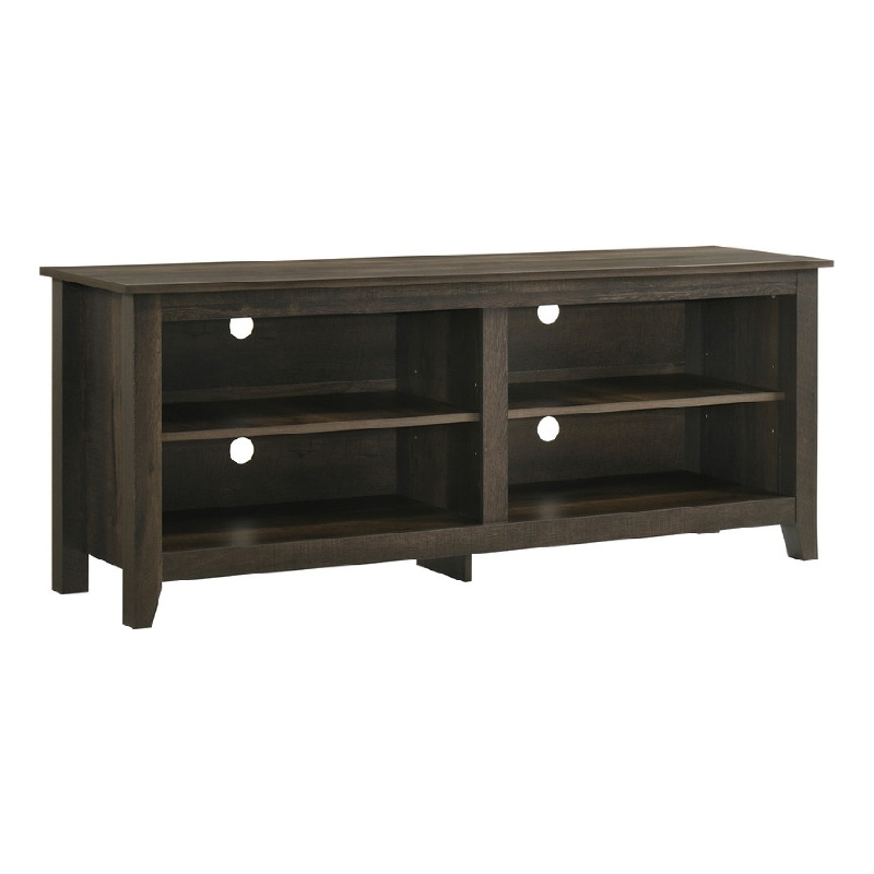 Trove TV Stand Media Cabinet w Open Shelves- Dusty Oak Brown 58 Inch