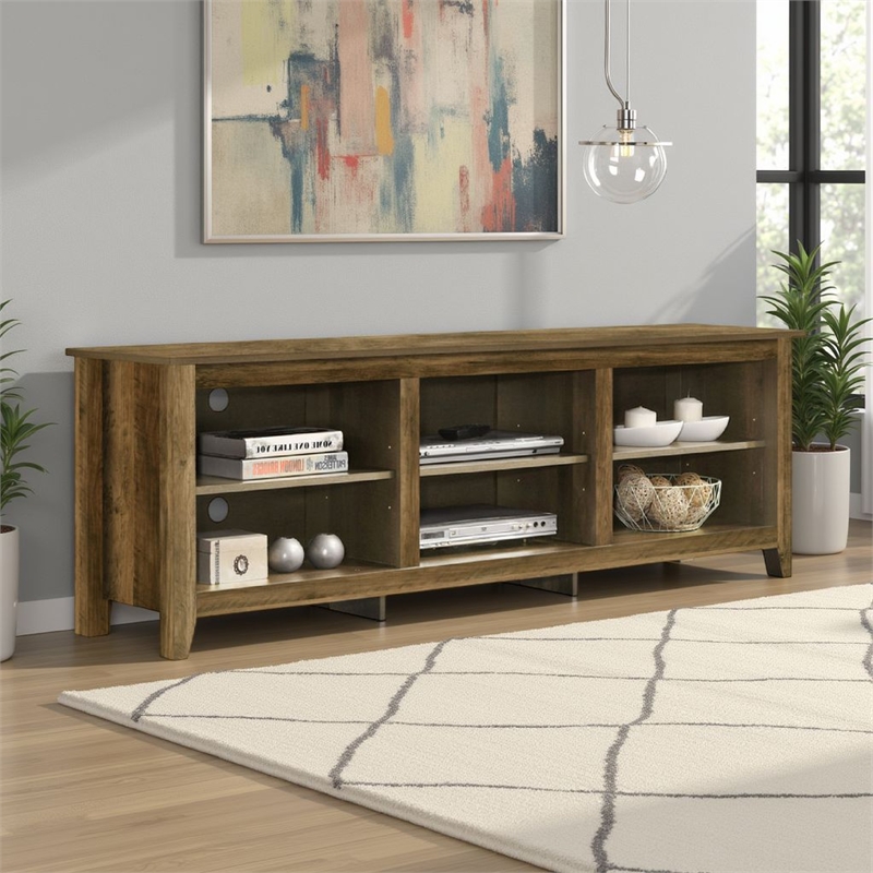 Nitto TV Stand Media Cabinet- Adjustable Shelves- Oak Brown 70 Inch