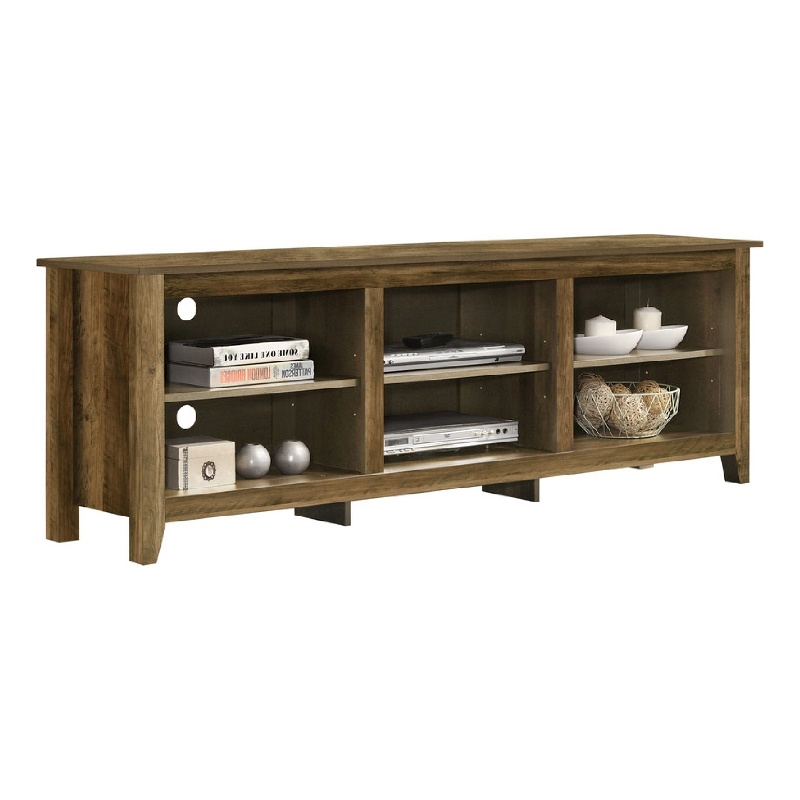 Nitto TV Stand Media Cabinet- Adjustable Shelves- Oak Brown 70 Inch