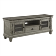 Rome 64 Inch TV Media Entertainment Console- Brown and Gray- Solid Wood