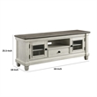 Rome 64 Inch TV Media Entertainment Console- White- Brown- Solid Wood