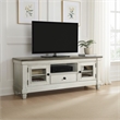 Rome 64 Inch TV Media Entertainment Console- White- Brown- Solid Wood