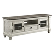 Rome 64 Inch TV Media Entertainment Console- White- Brown- Solid Wood