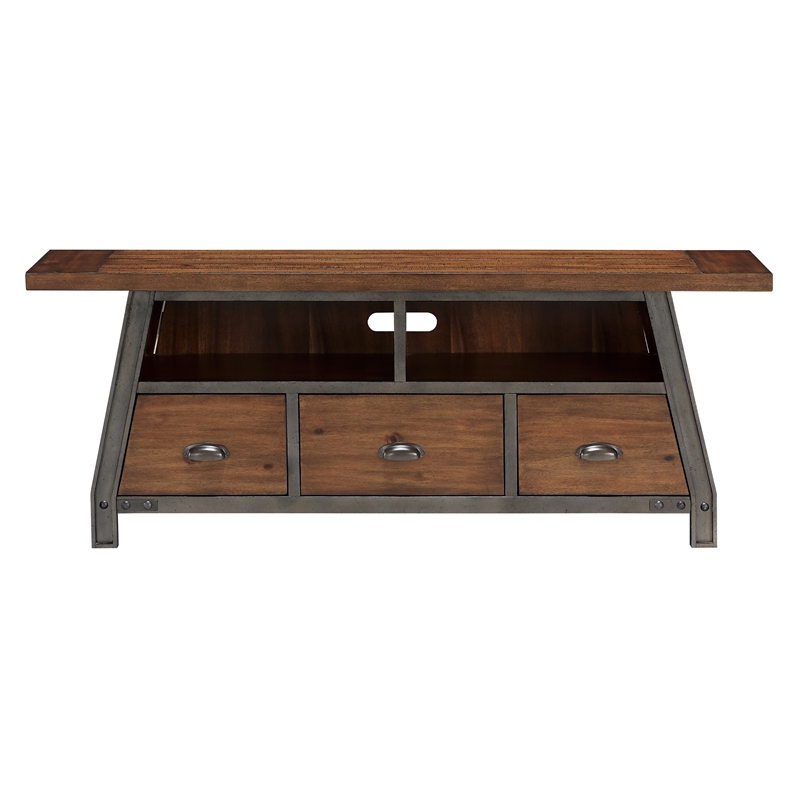 Fanny 64 Inch TV Media Entertainment Console- Rustic Brown- Gray