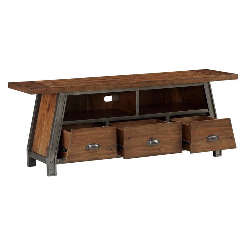 Fanny 64 Inch TV Media Entertainment Console- Rustic Brown- Gray
