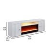 Eid 71 Inch TV Console with Fireplace- Speaker- 2 Cabinets- White Wood