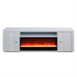 Eid 71 Inch TV Console with Fireplace- Speaker- 2 Cabinets- White Wood