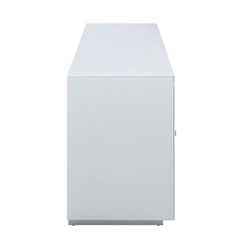 Eid 71 Inch TV Console with Fireplace- Speaker- 2 Cabinets- White Wood
