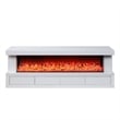 Dori 71 Inch TV Console with Fireplace- Speaker- 4 Drawer- White Solid Wood