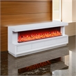 Dori 71 Inch TV Console with Fireplace- Speaker- 4 Drawer- White Solid Wood