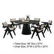 Bili 7pc Round Dining Table and 6 Armchairs Set- Open Back- Beige- Black