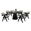 Bili 7pc Round Dining Table and 6 Armchairs Set- Open Back- Beige- Black