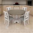 Sane 5pc Dining Table and Chair Set- Fiddleback- Round Top- Gray- White