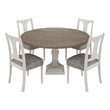 Sane 5pc Dining Table and Chair Set- Fiddleback- Round Top- Gray- White