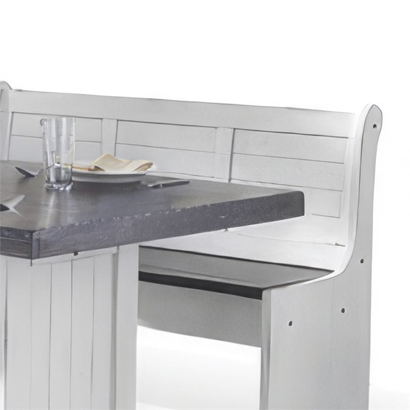 Orso 4pc Breakfast Nook Dining Table Set- Corner Bench- White Brown