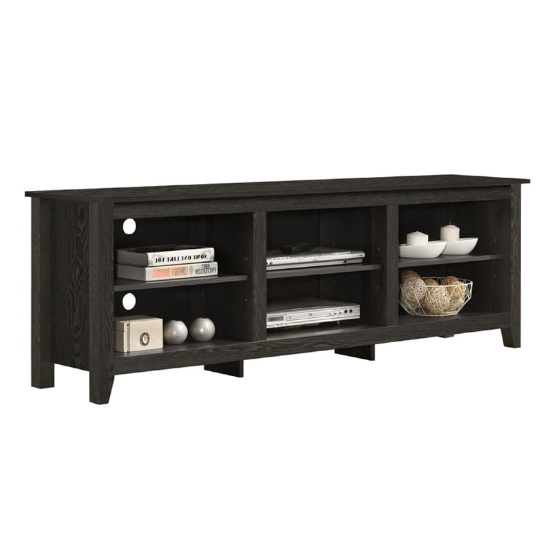 Nitto TV Stand Media Cabinet- Adjustable Open Shelf- Dark Gray 70 Inch