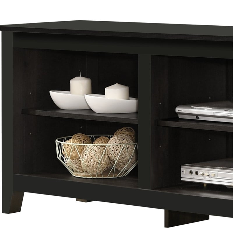 Nitto TV Stand Media Cabinet- Adjustable Shelves- Black Wood 70 Inch