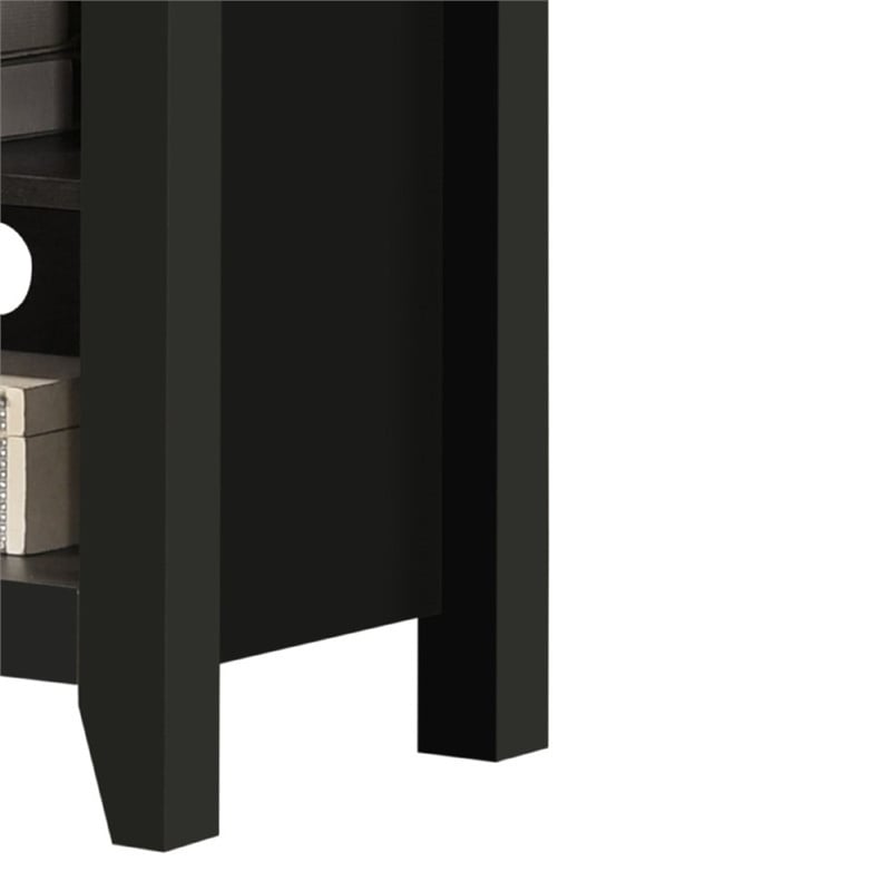 Nitto TV Stand Media Cabinet- Adjustable Shelves- Black Wood 70 Inch