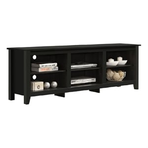 Nitto TV Stand Media Cabinet- Adjustable Shelves- Black Wood 70 Inch