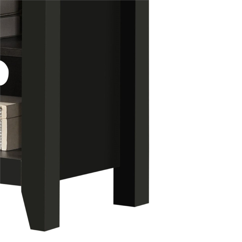 Nitto TV Stand Media Cabinet- Adjustable Shelves- Black Wood 70 Inch
