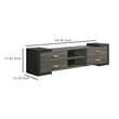 Teny TV Stand Media Cabinet- 70 Inch- 4 Drawers- Black Edge- Gray Wood