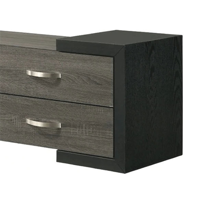Teny TV Stand Media Cabinet- 70 Inch- 4 Drawers- Black Edge- Gray Wood