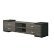 Teny TV Stand Media Cabinet- 70 Inch- 4 Drawers- Black Edge- Gray Wood