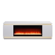 Stan 71 Inch TV Console with Fireplace- Speaker- LED- Cabinets- White Wood
