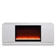 Lay 71 Inch TV Console with Fireplace- Speaker- LED- Cabinets- White Wood