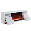 Deni 71 Inch TV Console with Fireplace- Speaker- Drawers- White Wood