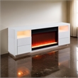 Deni 71 Inch TV Console with Fireplace- Speaker- Drawers- White Wood