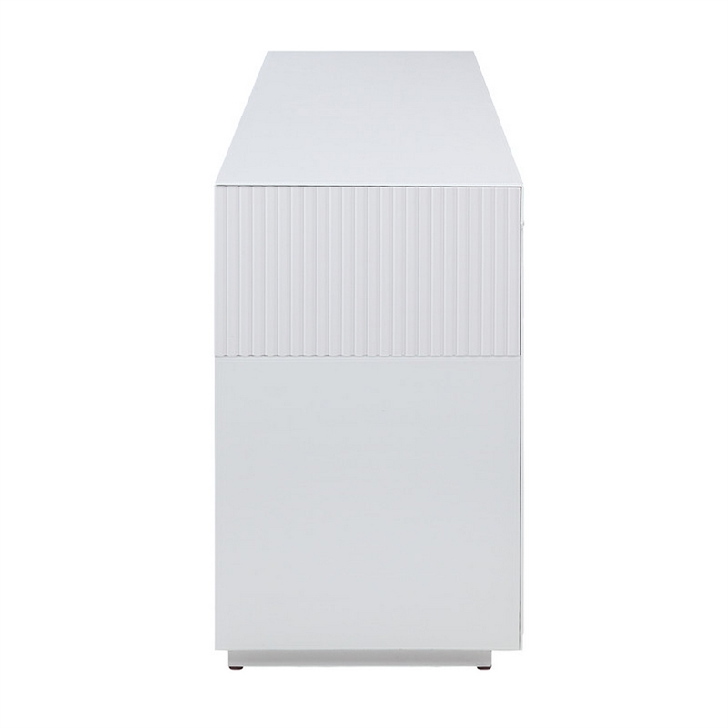 Deni 71 Inch TV Console with Fireplace- Speaker- Drawers- White Wood