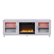 Samy 70 Inch TV Console LED Fireplace Heater- Glass Door- White- Silver