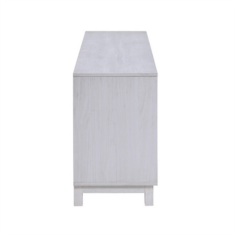 Samy 70 Inch TV Console LED Fireplace Heater- Glass Door- White- Silver