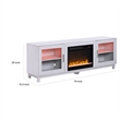 Samy 70 Inch TV Console LED Fireplace Heater- Glass Door- White- Silver