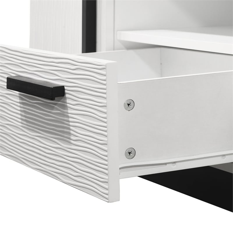 Sda 71 Inch TV Media Console- Door Cabinets- Drawers- Black Handles- White