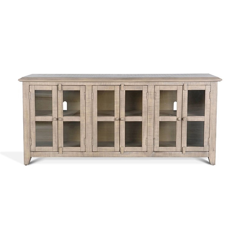 Rena TV Media Entertainment Console- Adjustable Shelves- 70 Inch Gray