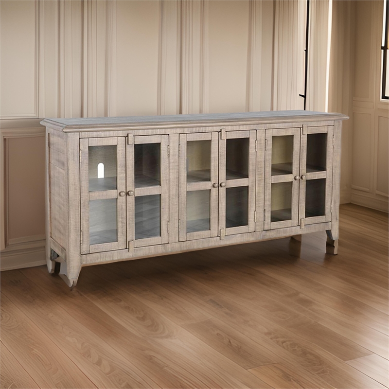 Rena TV Media Entertainment Console- Adjustable Shelves- 70 Inch Gray