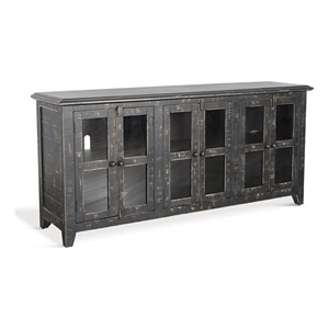 Rena TV Media Entertainment Console with Shelves- 70 Inch Rustic Black
