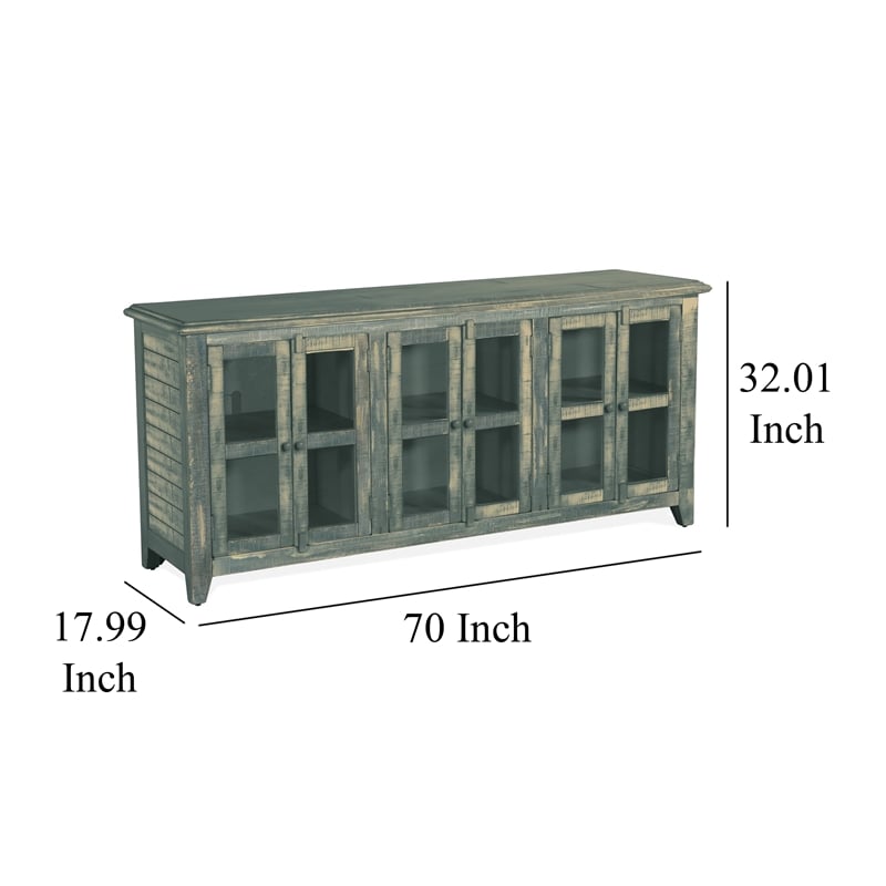 Rena TV Media Entertainment Console with Shelves- 70 Inch Rustic Green