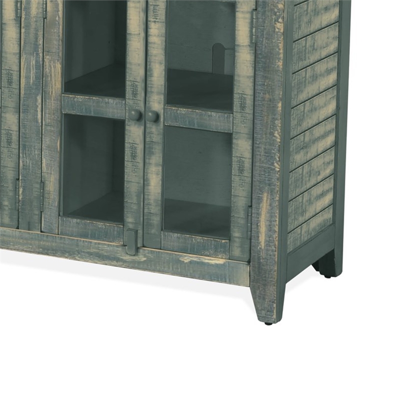 Rena TV Media Entertainment Console with Shelves- 70 Inch Rustic Green