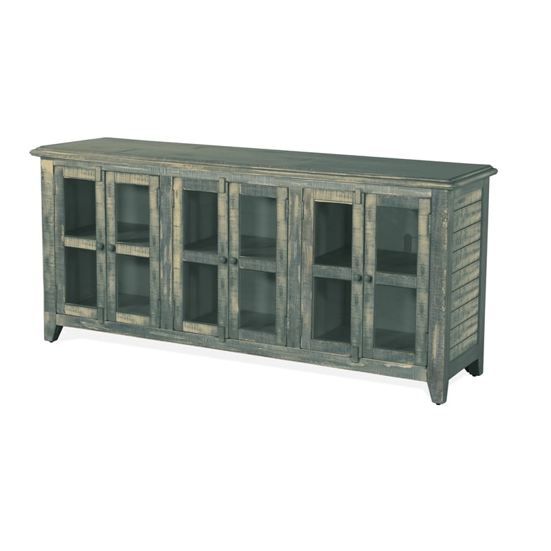 Rena TV Media Entertainment Console with Shelves- 70 Inch Rustic Green