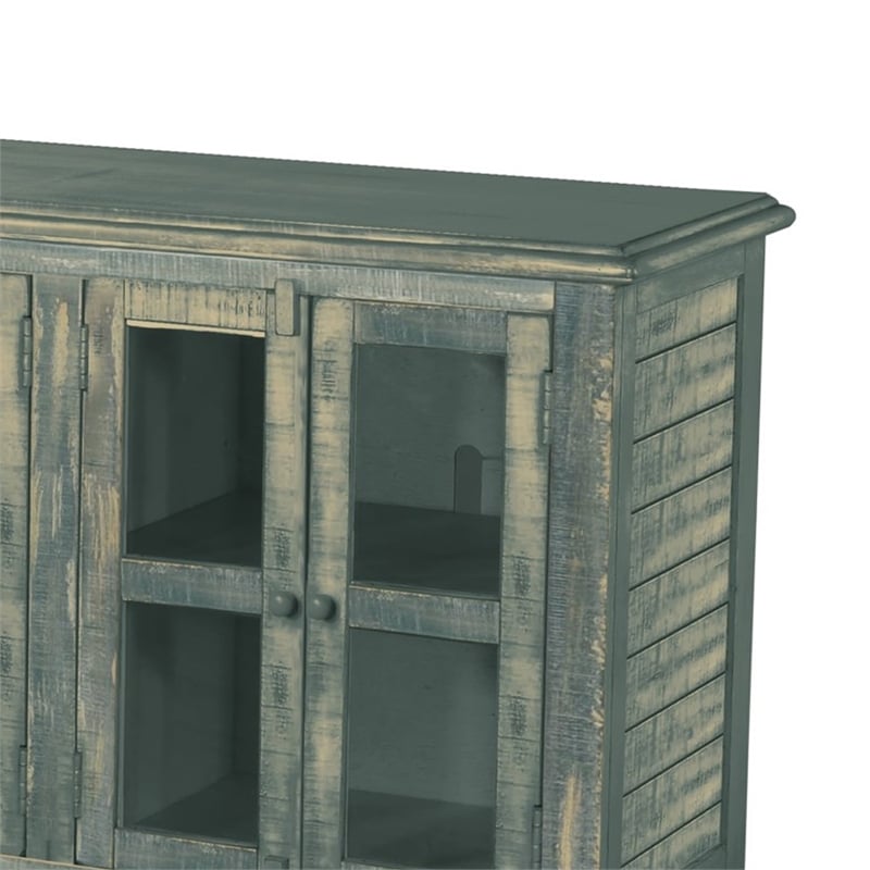 Rena TV Media Entertainment Console with Shelves- 70 Inch Rustic Green