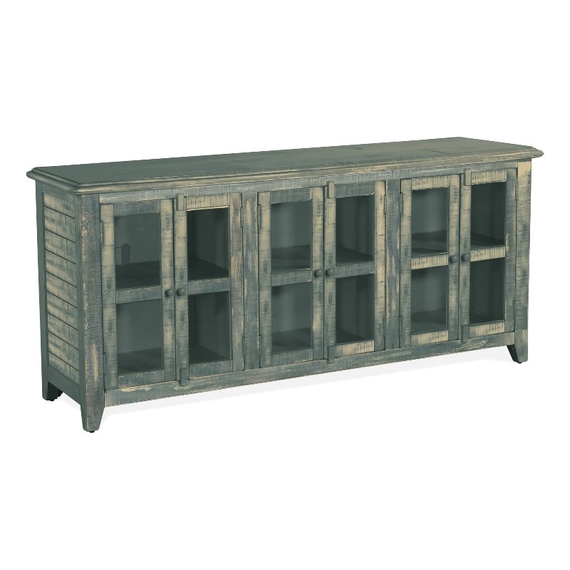Rena TV Media Entertainment Console with Shelves- 70 Inch Rustic Green